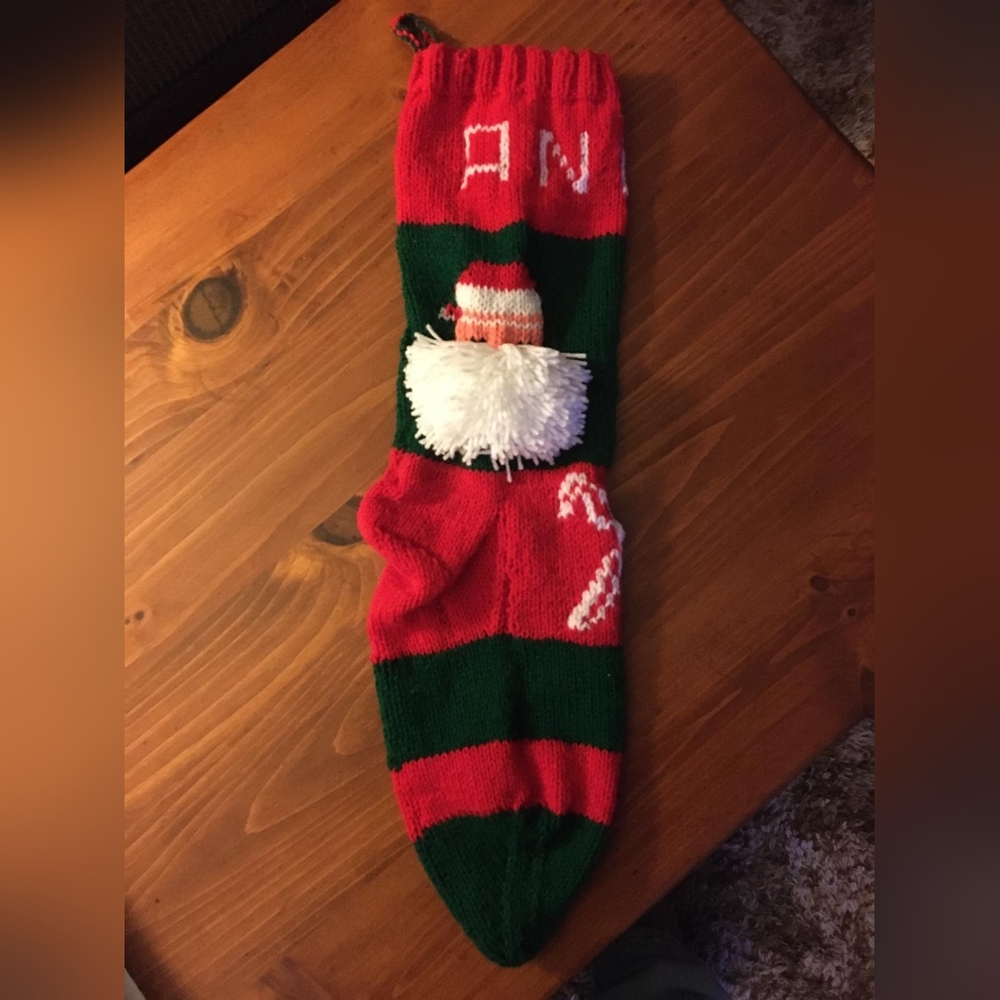"ANDY" Christmas Stocking Personalized  Hand-knit Santa